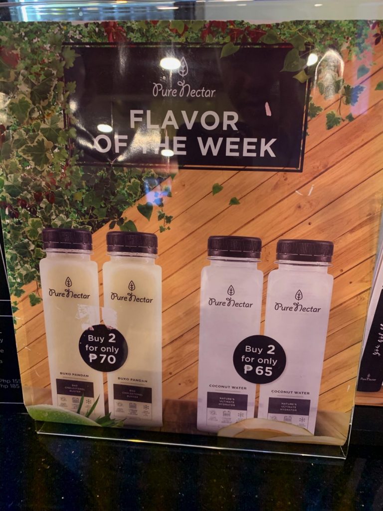 Pure Nectar coconut water, food district on 5th BGC