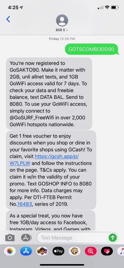 Globe cell phone data plan load, living in Manila BGC